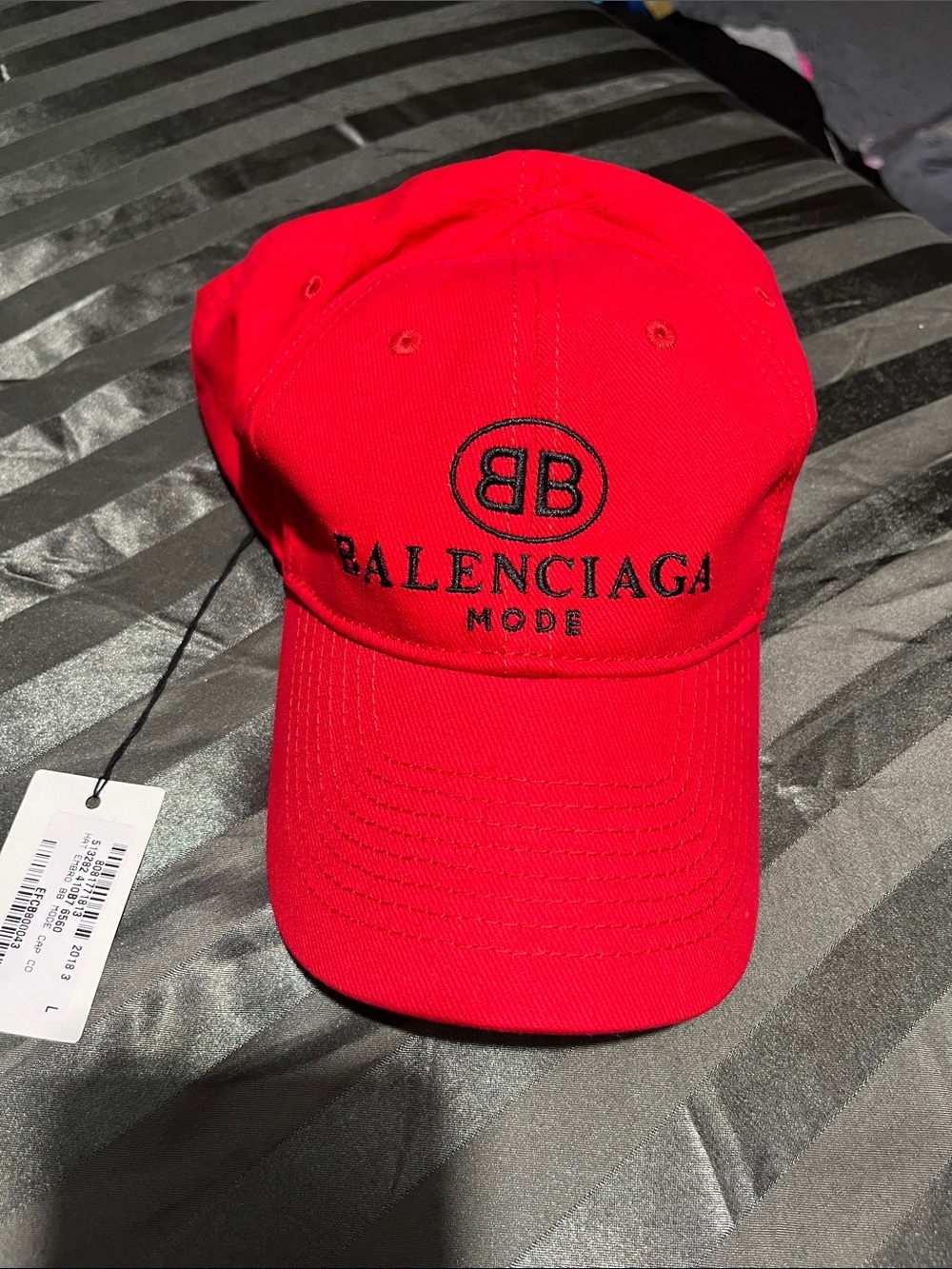 Balenciaga Red BB Logo Cap with 'MODE' Embroidery